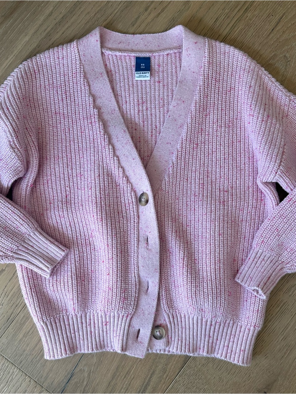 Old Navy Button-Front Ribbed Knit Cardigan Sweater Pink XS
